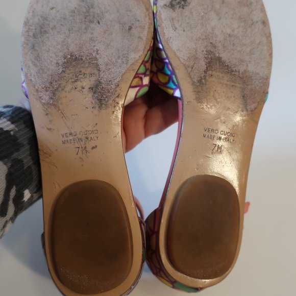 Womens Marc Jacobs Roxy Satin Pink Multi Ankle Strap Peep Toe Flats 7 - Picture 8 of 8